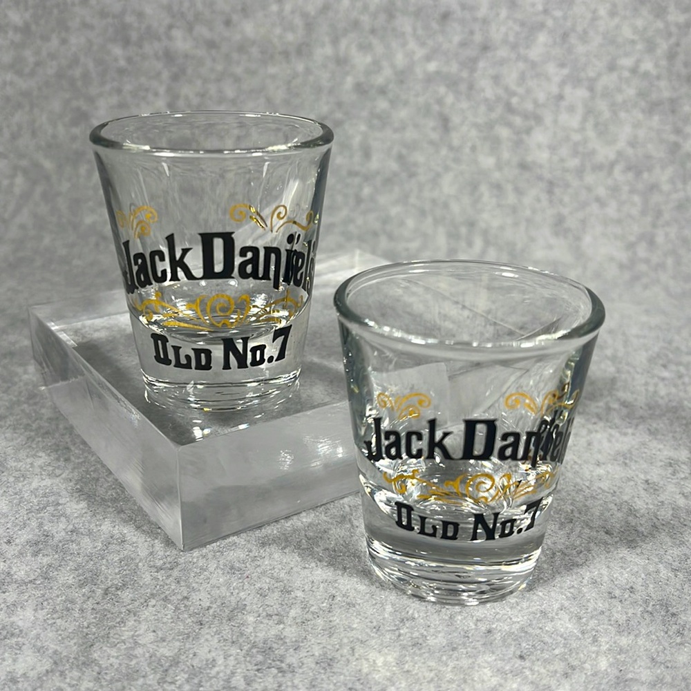 Vintage Jack Daniels Shot Glasses by LIBBY Pair of‎ Bar Ware Men’s Cave Lot of 2